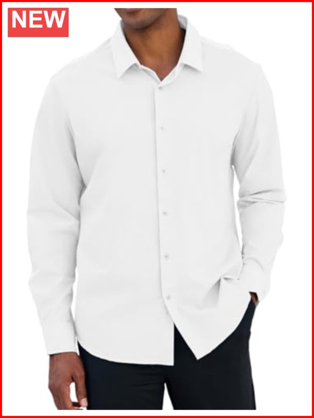 Men's Wrinkle Free Stretch Dress Shirt Long Sleeve Button Down Regular Fit